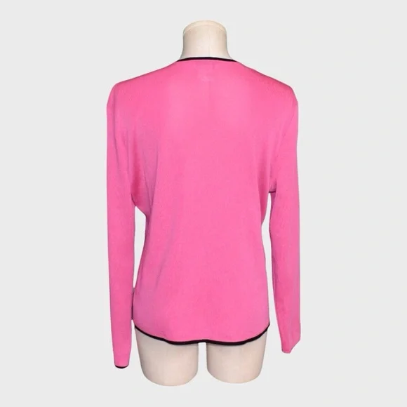 Misook Textured Knit Open Front Contrast Trim Jacket - Picture 3 of 5